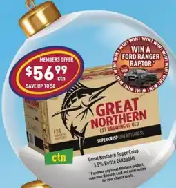 Liquor Legends Great Northern Super Crisp 3.5% Bottle offer