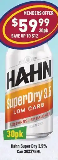 Liquor Legends Hahn Super Dry 3.5% Can offer