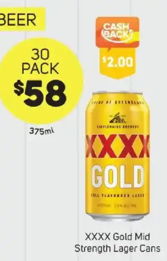 Foodland Xxxx gold mid strength lager cans offer