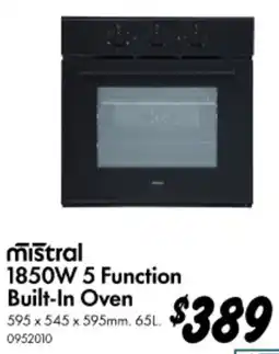 Bunnings 1850W 5 Function Built In Oven offer