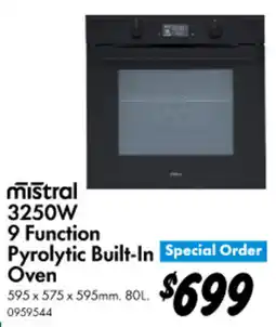 Bunnings 3250W 9 Function Pyrolytic Built In Oven offer