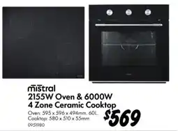 Bunnings 2155W Oven & 6000W 4 Zone Ceramic Cooktop offer