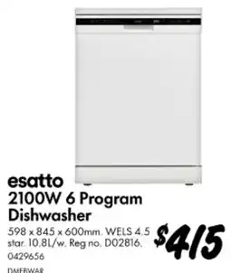 Bunnings 2100W 6 Program Dishwasher offer