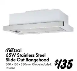 Bunnings 65W Stainless Steel Slide Out Rangehood offer
