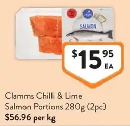 Foodworks Clamms Chilli & Lime Salmon Portions offer