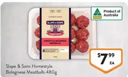 Foodworks Slape & Sons Homestyle Bolognese Meatballs offer
