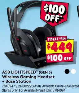 JB Hi-Fi A50 lightspeed gen 5 wireless gaming headset base station offer
