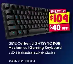 JB Hi-Fi G512 carbon lightsync rgb mechanical gaming keyboard offer