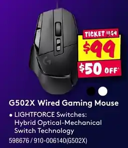 JB Hi-Fi G502X Wired Gaming Mouse offer