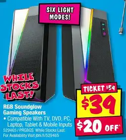JB Hi-Fi Rgb soundglow gaming speakers offer