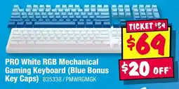 JB Hi-Fi Pro white rgb mechanical gaming keyboard blue bonus key caps offer