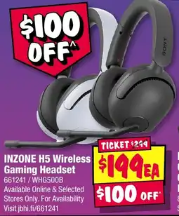 JB Hi-Fi Inzone h5 wireless gaming headset offer