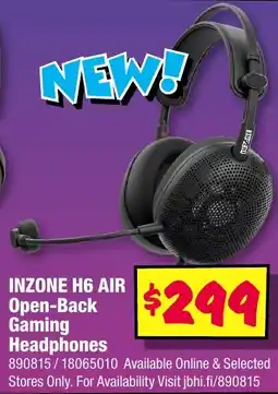JB Hi-Fi Inzone h6 air open back gaming headphones offer