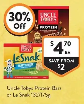 Foodworks Uncle Tobys Protein Bars or Le Snak offer