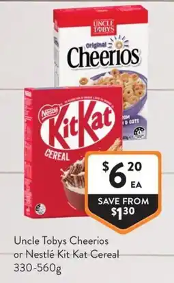 Foodworks Uncle Tobys Cheerios or Nestlé Kit Kat Cereal offer