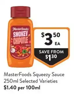 Foodworks MasterFoods Squeezy Sauce offer