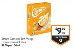 Foodworks Streets Cornetto Soft Mango Frozen Dessert offer