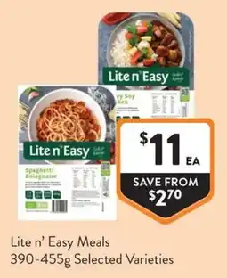 Foodworks Lite n' Easy Meals offer