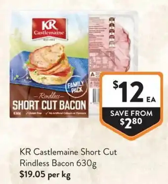 Foodworks KR Castlemaine Short Cut Rindless Bacon offer