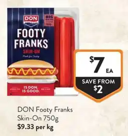 Foodworks DON Footy Franks Skin-On offer