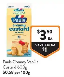 Foodworks Pauls Creamy Vanilla Custard offer
