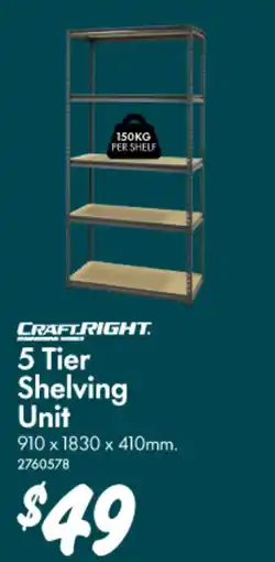 Bunnings 5 Tier Shelving Unit offer