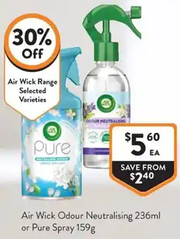 Foodworks Air Wick Odour Neutralising or Pure Spray offer