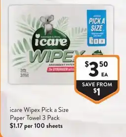 Foodworks icare Wipex Pick a Size Paper Towel offer