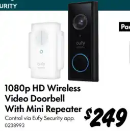Bunnings 1080p HD Wireless Video Doorbell With Mini Repeater offer