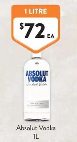 Foodworks Absolut Vodka offer