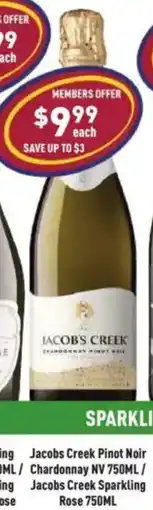 Liquor Legends Jacobs Creek Pinot Noir Chardonnay NV / Jacobs Creek Sparkling Rose offer