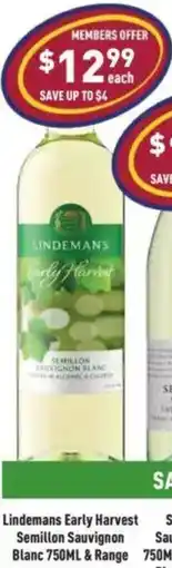 Liquor Legends Lindemans Early Harvest Semillon Sauvignon Blanc offer