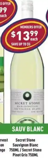 Liquor Legends Secret Stone Sauvignon Blanc /Secret Stone Pinot Gris offer