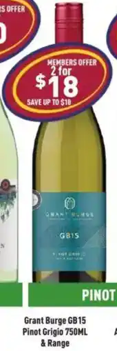 Liquor Legends Grant Burge GB 15 Pinot Grigio offer