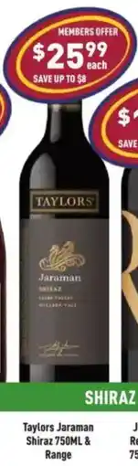 Liquor Legends Taylors Jaraman Shiraz offer