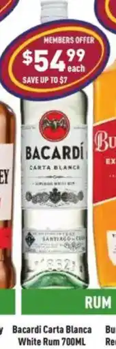 Liquor Legends Bacardi Carta Blanca White Rum offer