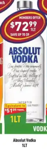 Liquor Legends Absolut Vodka offer