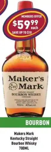 Liquor Legends Makers Mark Kentucky Straight Bourbon Whisky offer