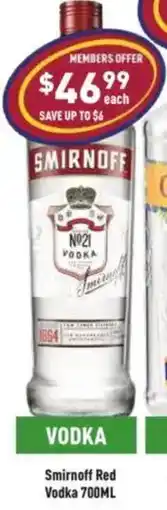 Liquor Legends Smirnoff Red Vodka offer