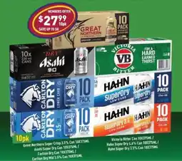 Liquor Legends Victoria Bitter Can / Hahn Super Dry 4.6% Can / Hahn Super Dry 3.5% Can offer