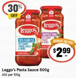 IGA Leggo's Pasta Sauce offer