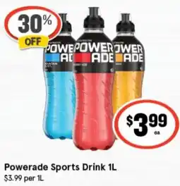 IGA Powerade Sports Powerade Sports Drink 1L $3.99 per 1L offer