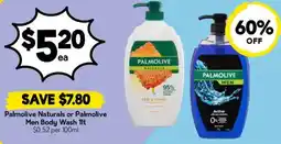Drakes Palmolive Naturals or Palmolive Men Body Men Body Wash 11t offer