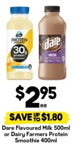 Drakes Dare Flavoured Milk or Dairy Farmers Protein Smoothie offer