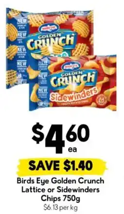Drakes Birds Eye Golden Crunch Lattice or Sidewinders Chips offer