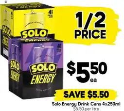 Drakes Solo Energy Drink Cans offer