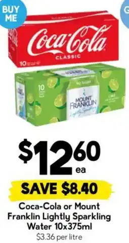 Drakes Coca Cola or Mount Franklin Lightly Sparkling Water offer
