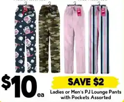 Drakes Ladies or mens pj lounge pants with pockets assorted offer
