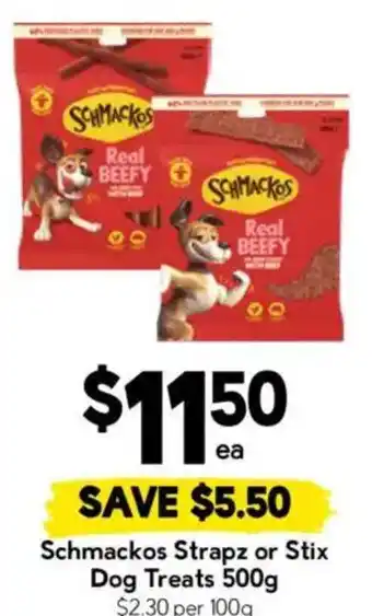 Drakes Schmackos Strapz or Stix Dog Treats offer