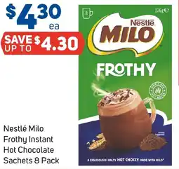 Foodland Nestlé Milo Frothy Instant Hot Chocolate Sachets offer